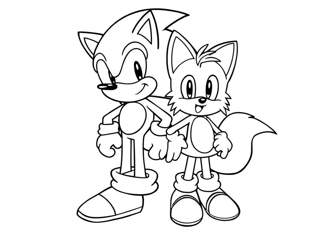 Sonic the Hedgehog and Tails - Free Printable Coloring Page