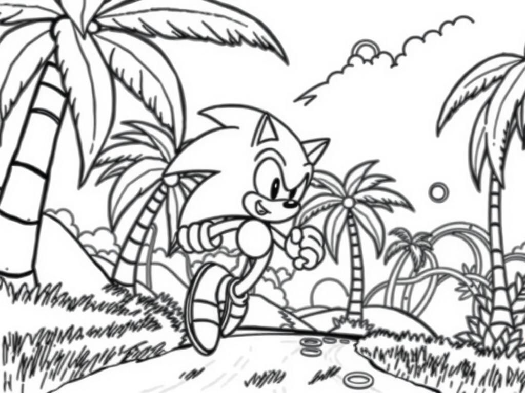 Sonic the Hedgehog Tropical Coloring Page