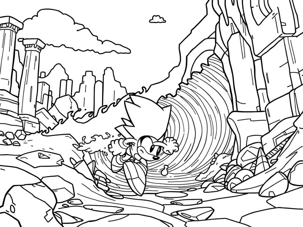 Coloring Page of a Cartoon Character and Dinosaur