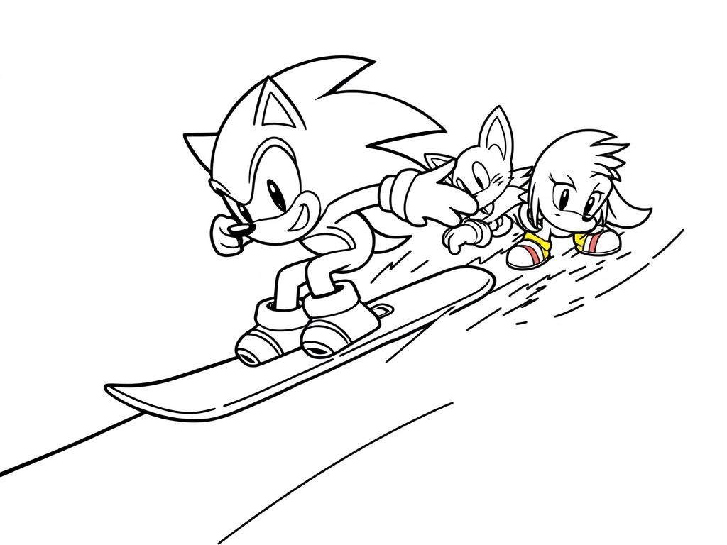 Coloring Page of Sonic and Friends