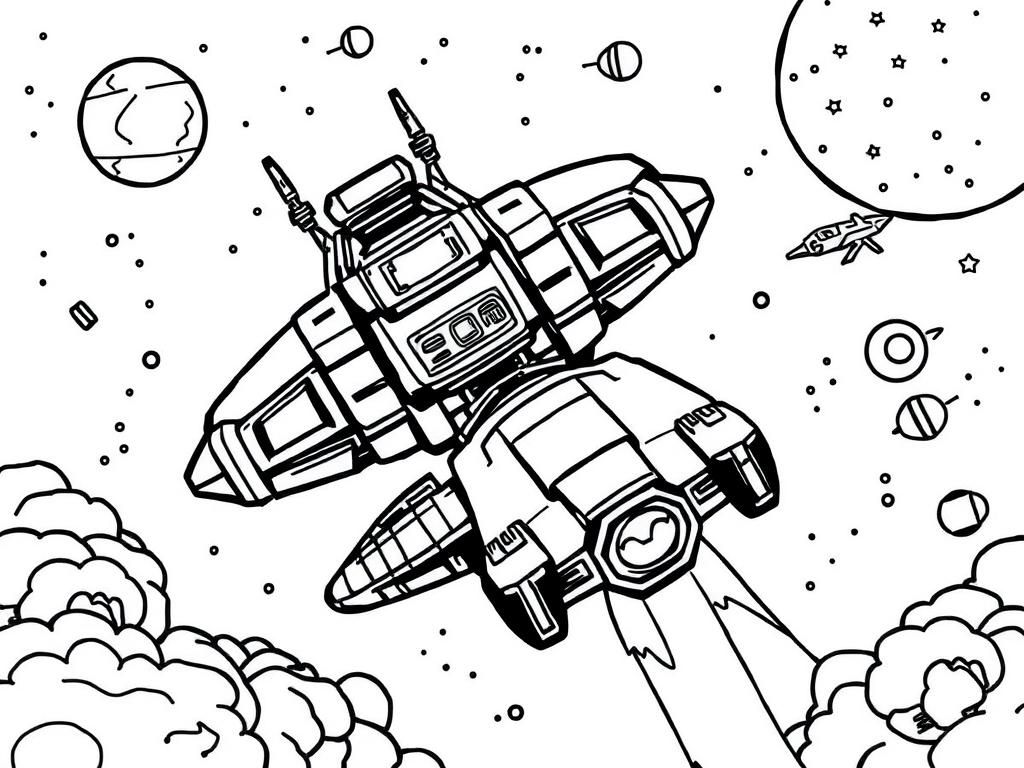 Space Spaceship Coloring Page