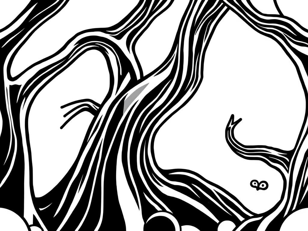 Coloring Page of Trees and Snake