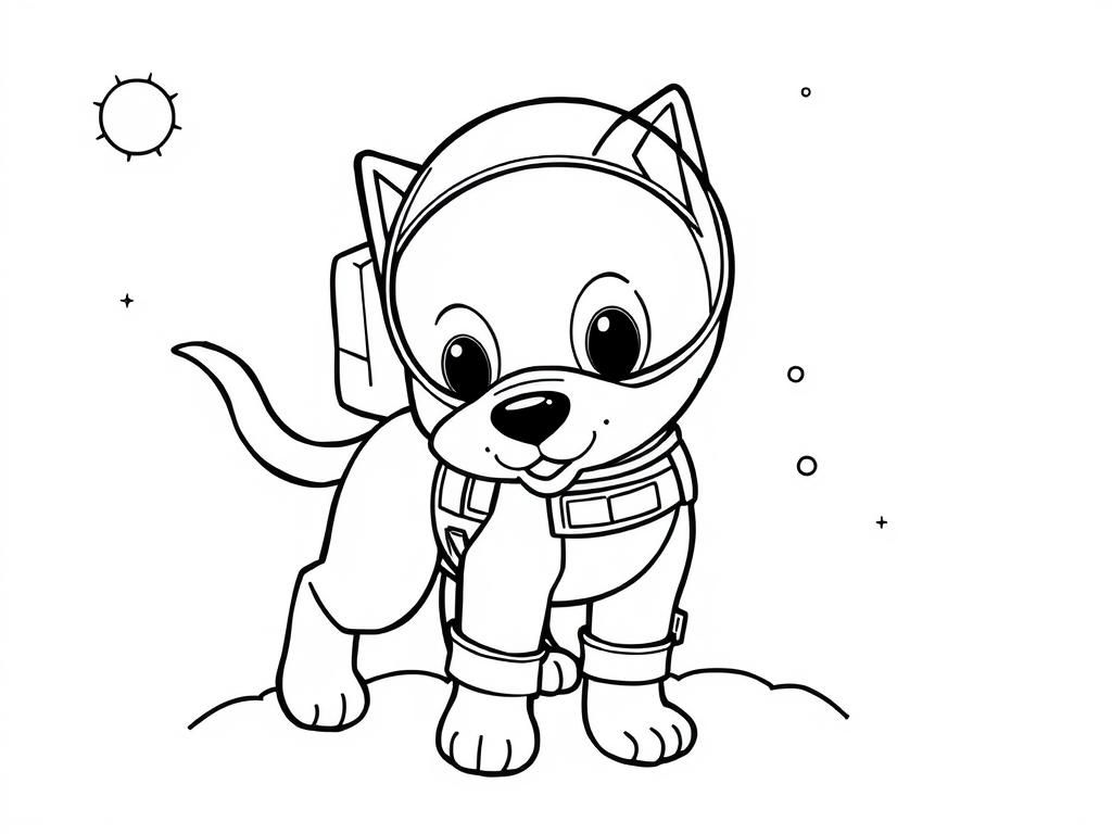 Astronaut Dog Coloring Page