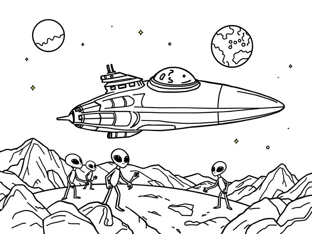 Preview of spaceship with aliens near earth