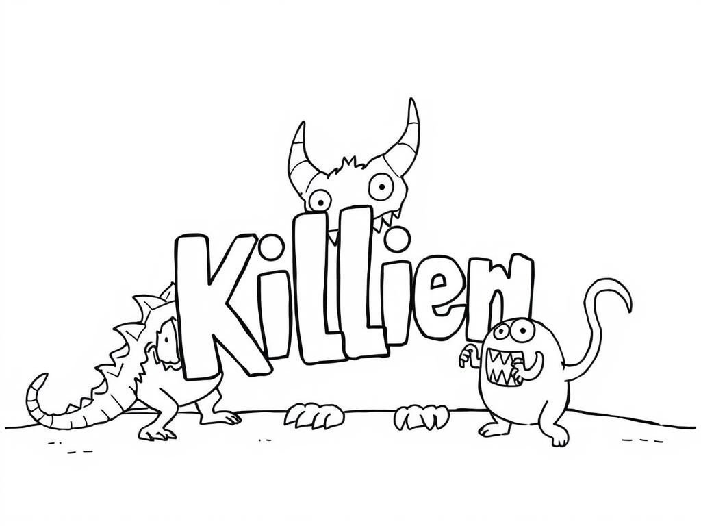 Coloring Page of Friendly Monsters