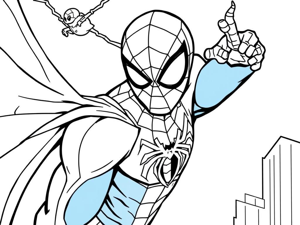 Spider-Man in Action Superhero Coloring Page
