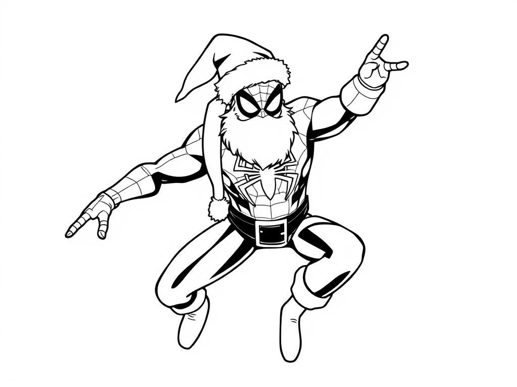 Preview of spider-man as santa claus in black and white