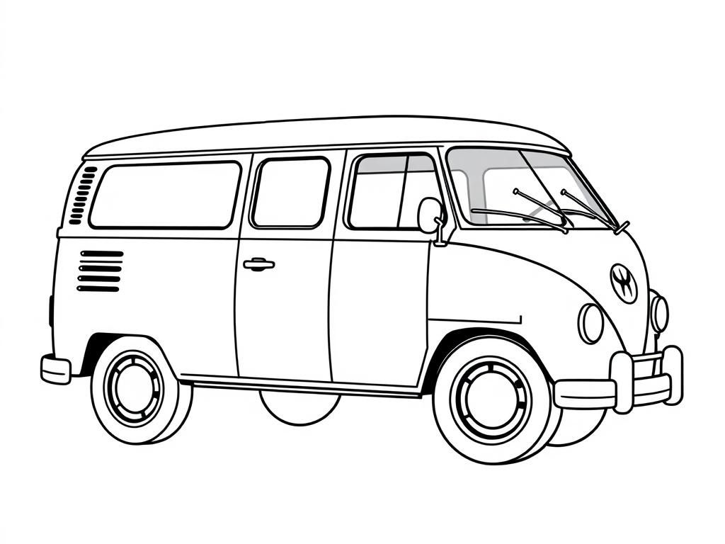 Vintage VW Van Coloring Page