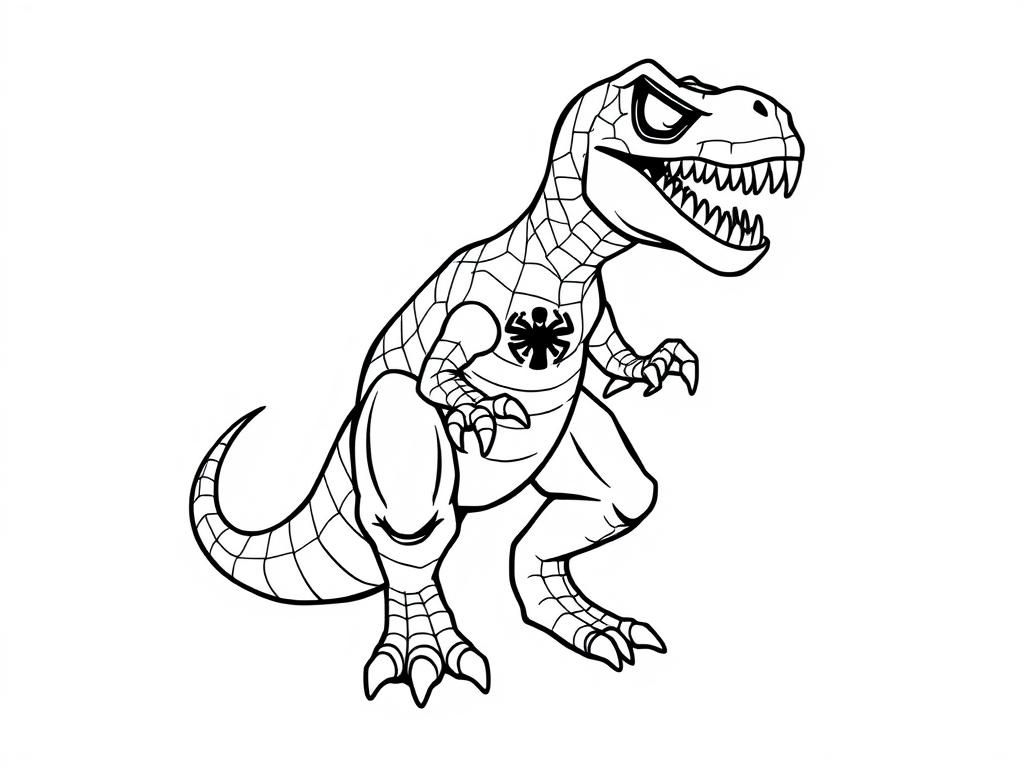 Spiderman T-Rex Coloring Page