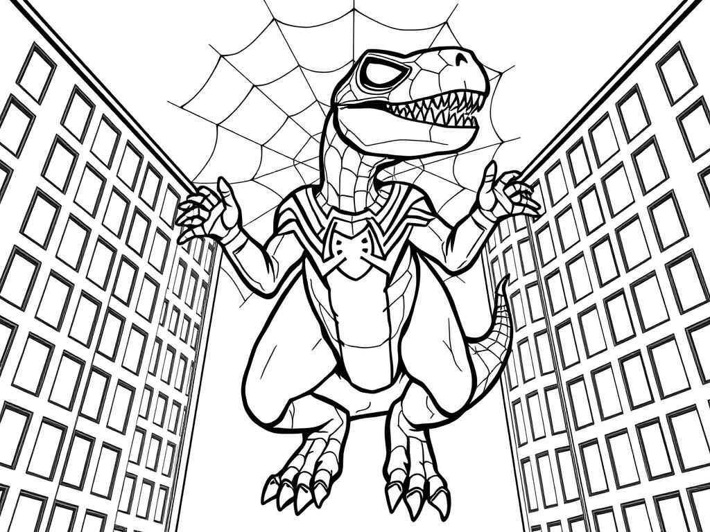 Dinosaur Spider-Man Coloring Page