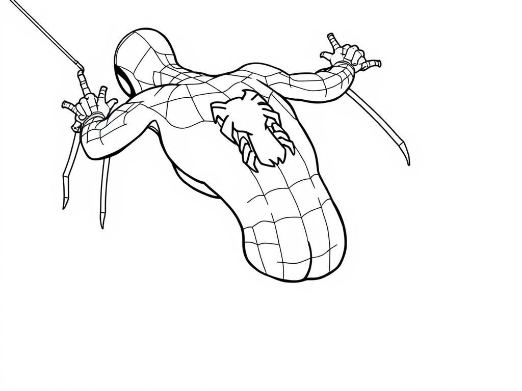 Spider man sticking his shiny but out - Free Printable Coloring Page