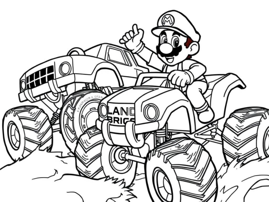 Mario Monster Truck Coloring Page