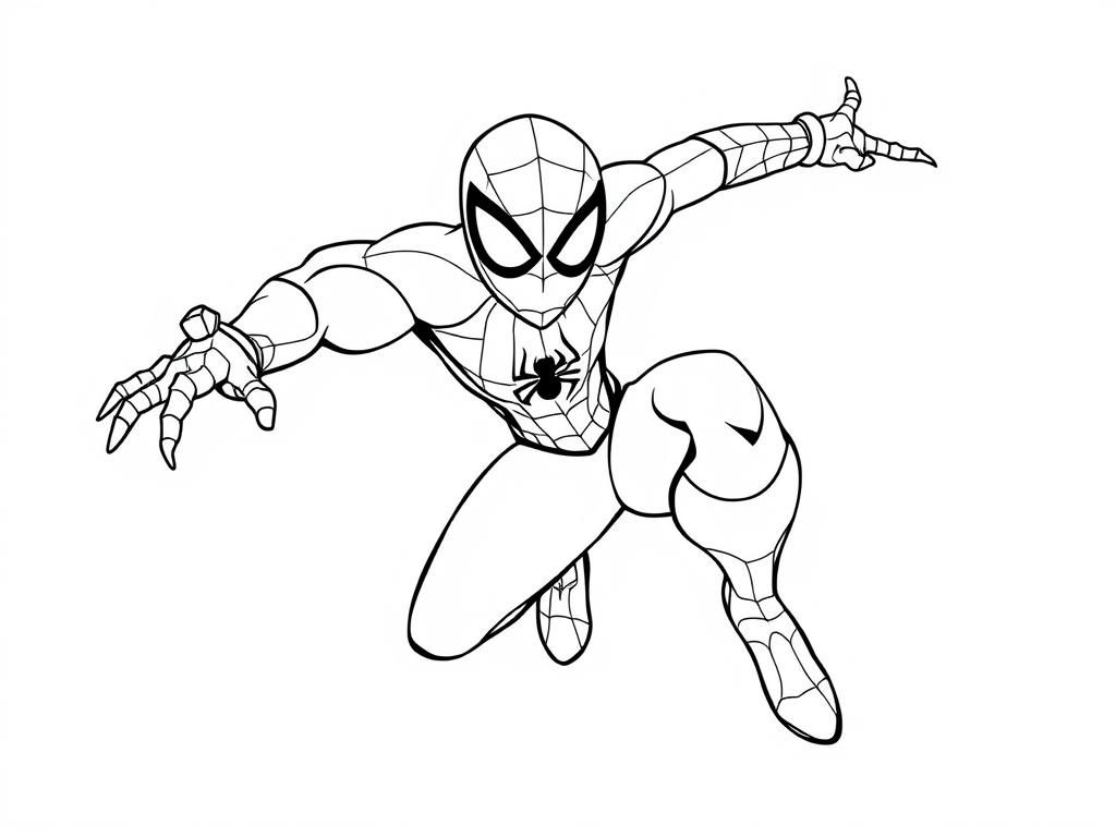 Spider-Man in actie kleurplaat