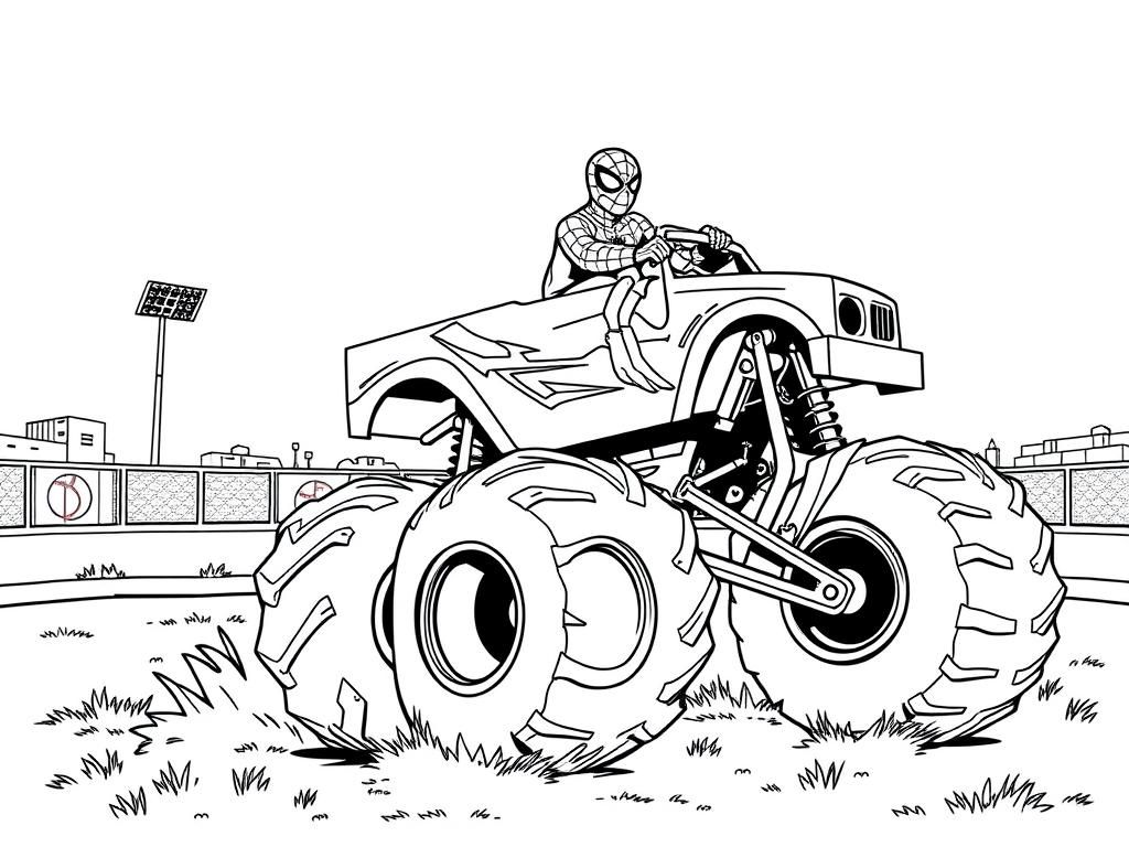 Spider-Man Monster Truck Coloring Page