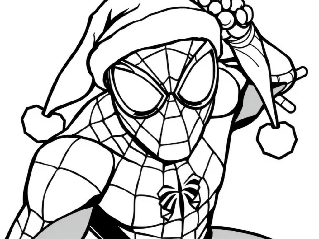 Spiderman in a santa hat
