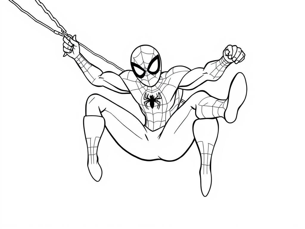 Spider-Man Swinging Coloring Page