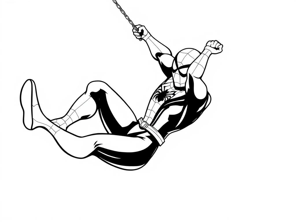 Spider-Man Swinging Coloring Page