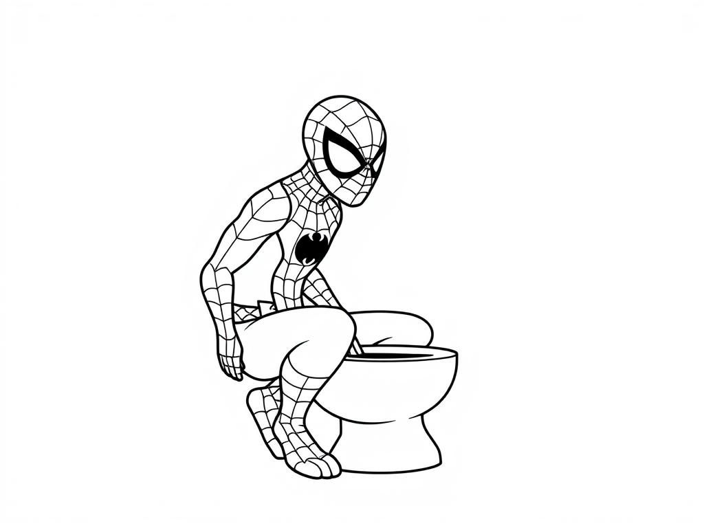 Spider-Man on Toilet Superhero Coloring Page
