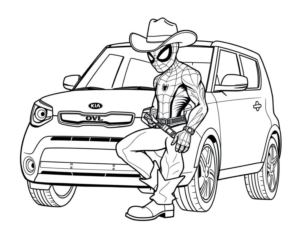 Spiderman Cowboy Coloring Page