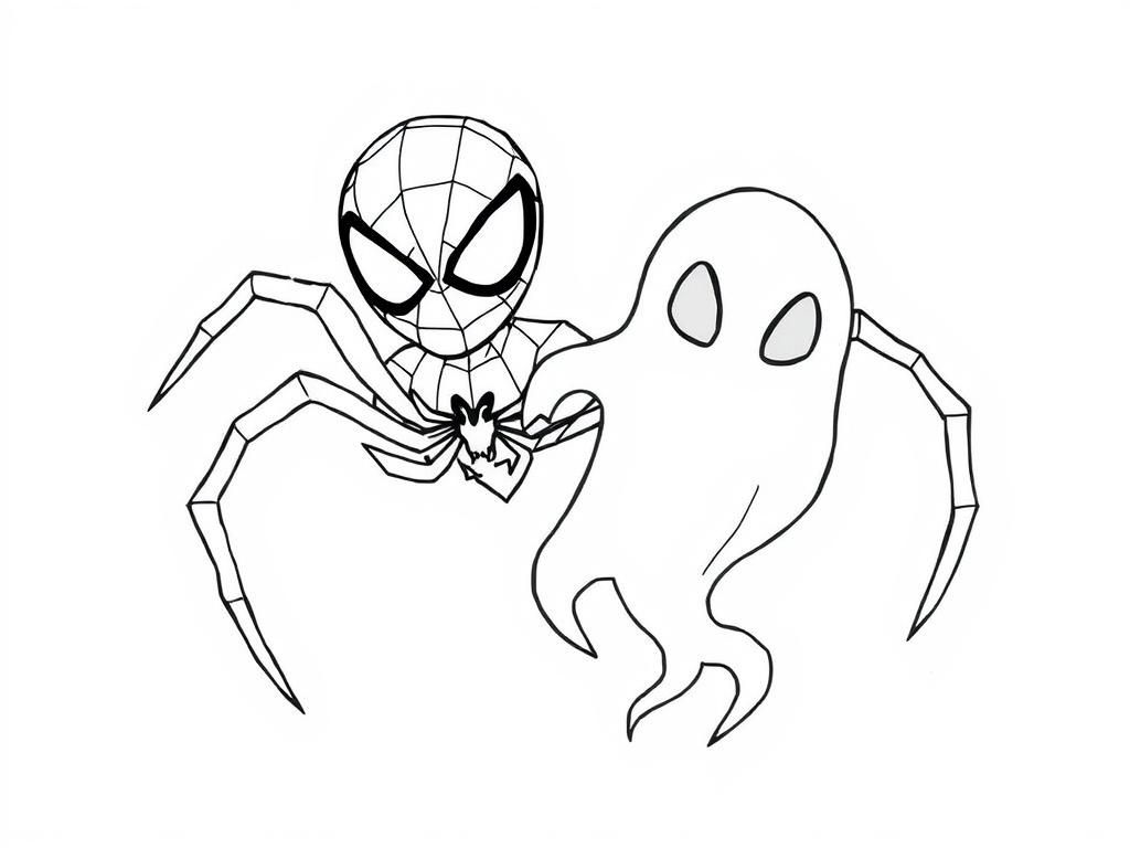 Spiderman and Ghost Spiderman Coloring Page