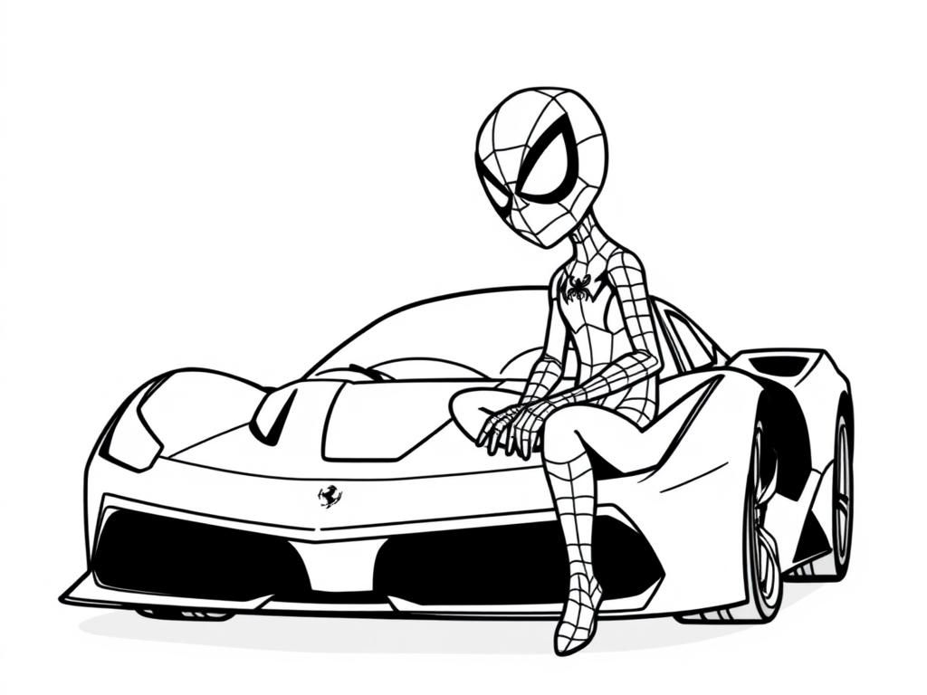 spidey sitting in ferrari laferrari