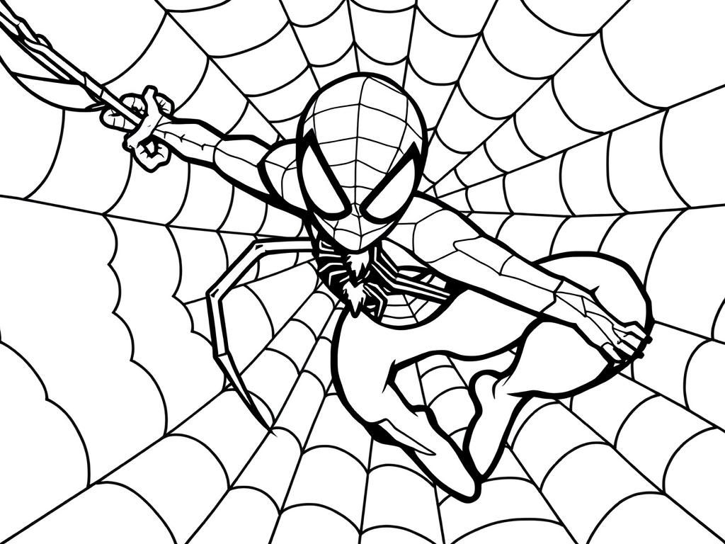 Spider-Man Swinging Coloring Page
