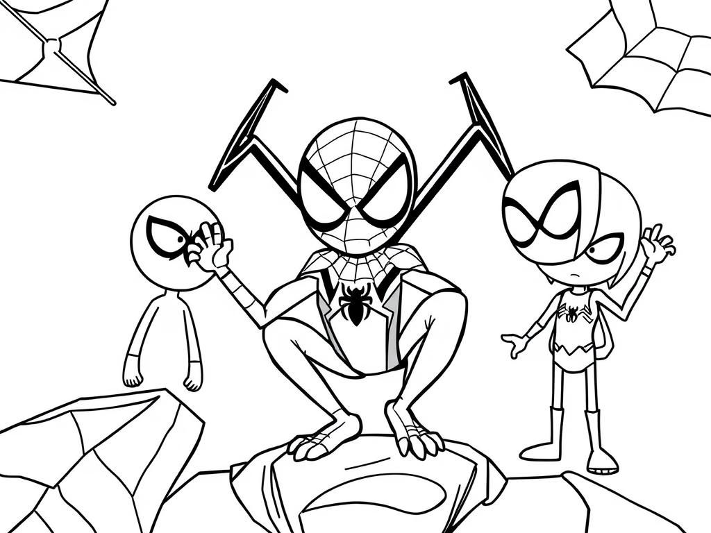 Spider-Man en zijn vrienden: een epische superheldenkleurplaat