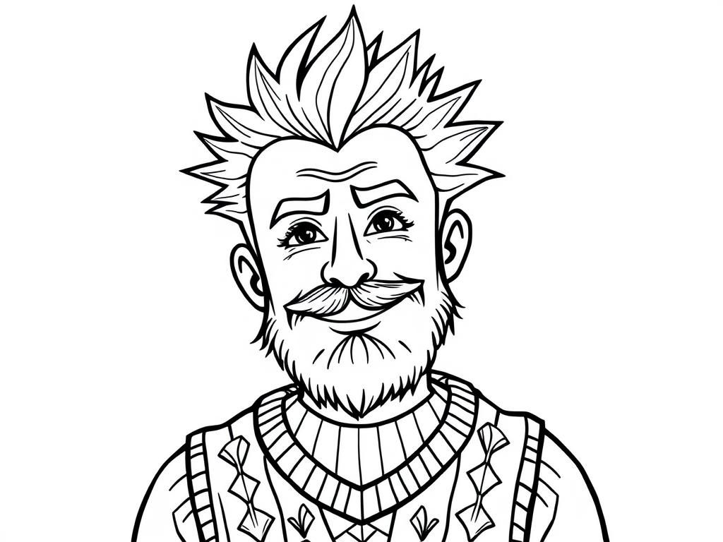 Man with Spiky Hair Coloring Page