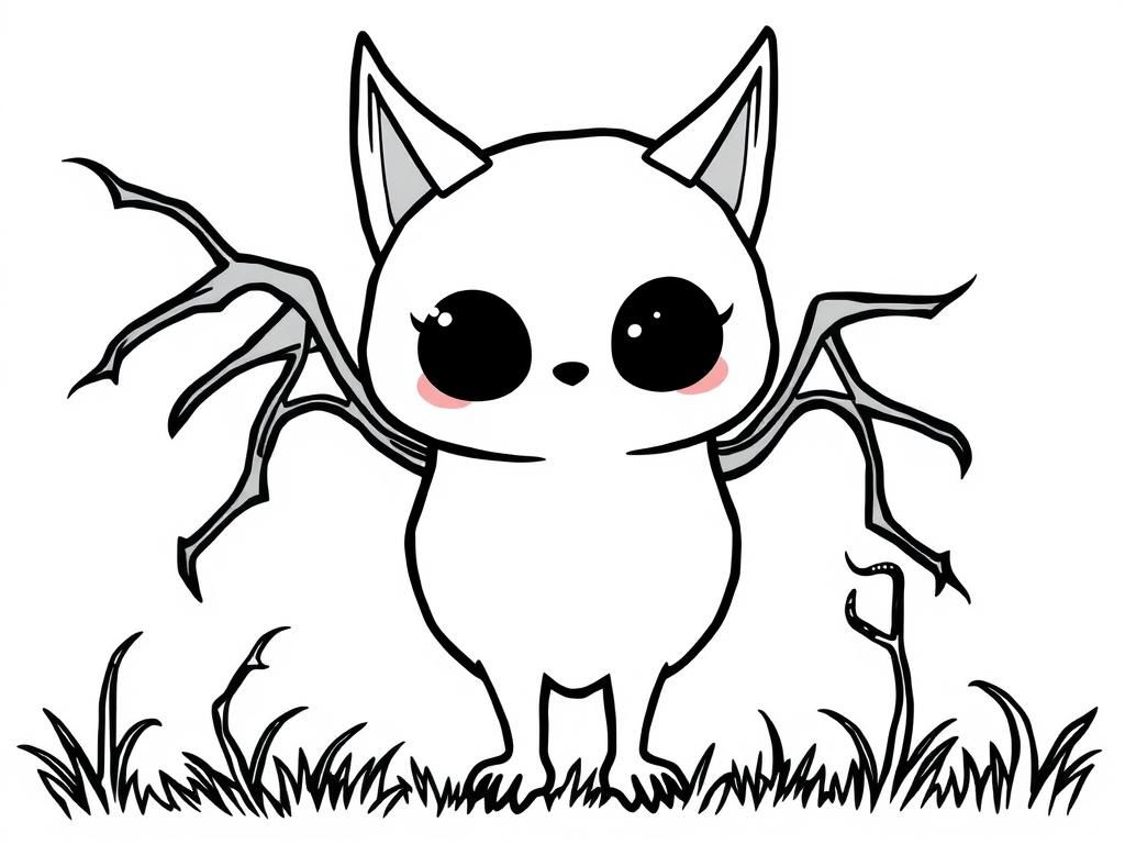 White Bat Creature Coloring Page