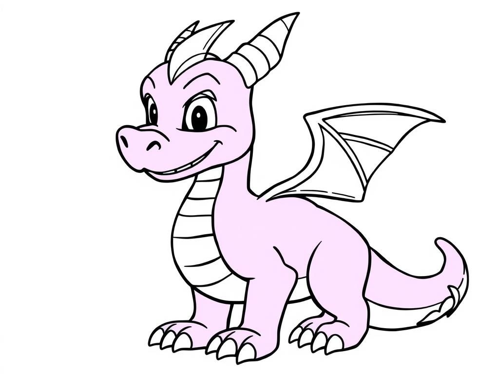 Cute Pink Dragon Coloring Page