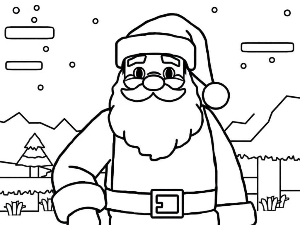 square headed santa in minecraft landscape