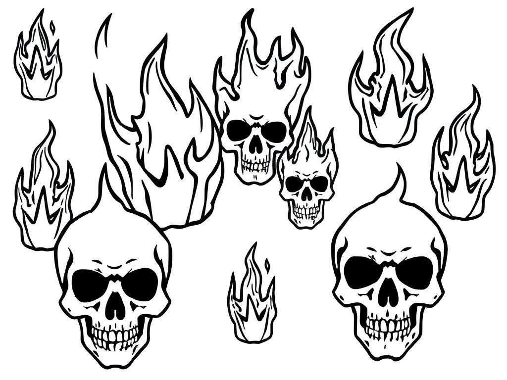 Preview of Stamps of fire and skulls