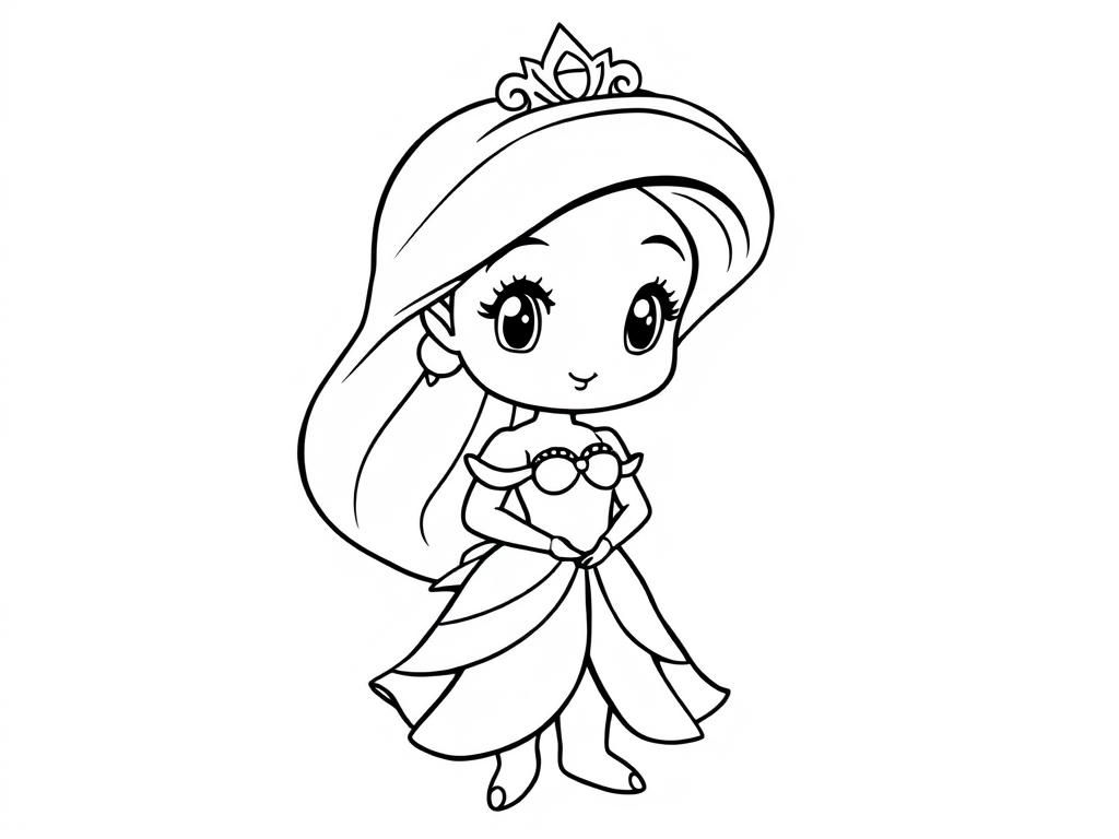 Schattige prinses kleurplaat