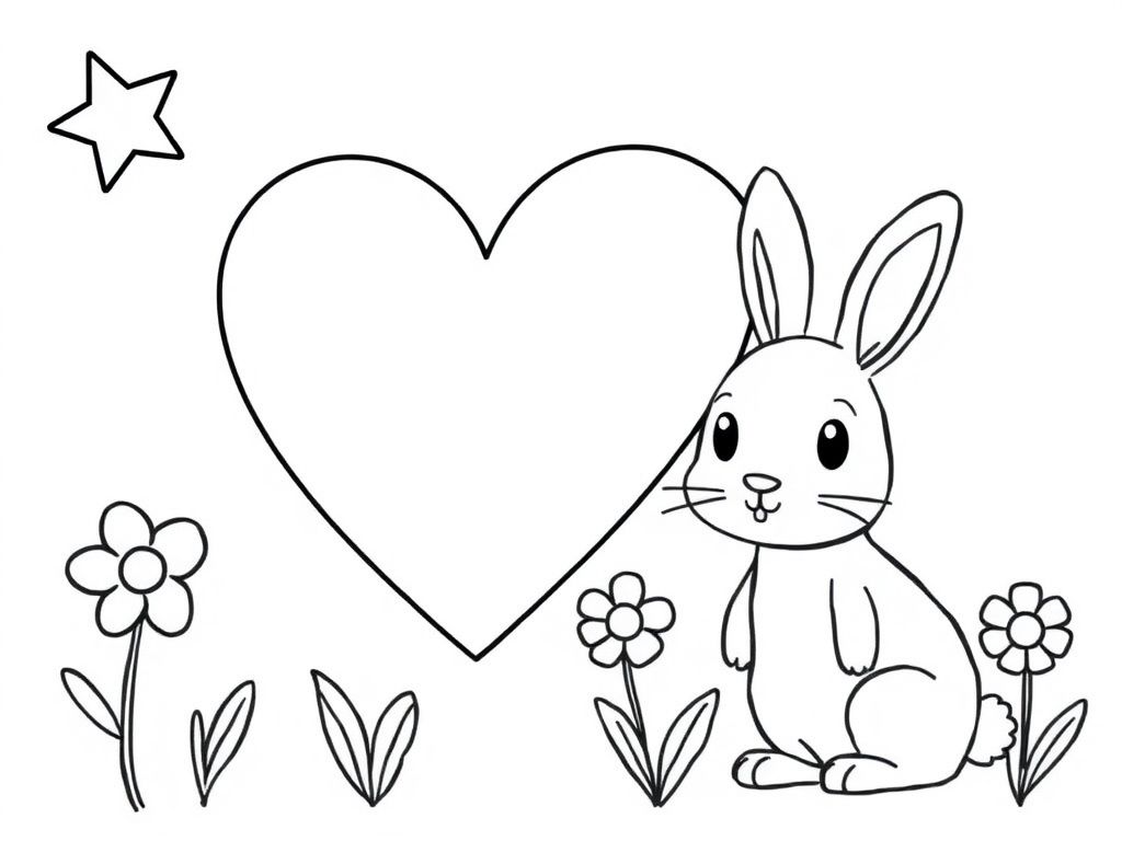 Cute Rabbit Easter Coloring Page