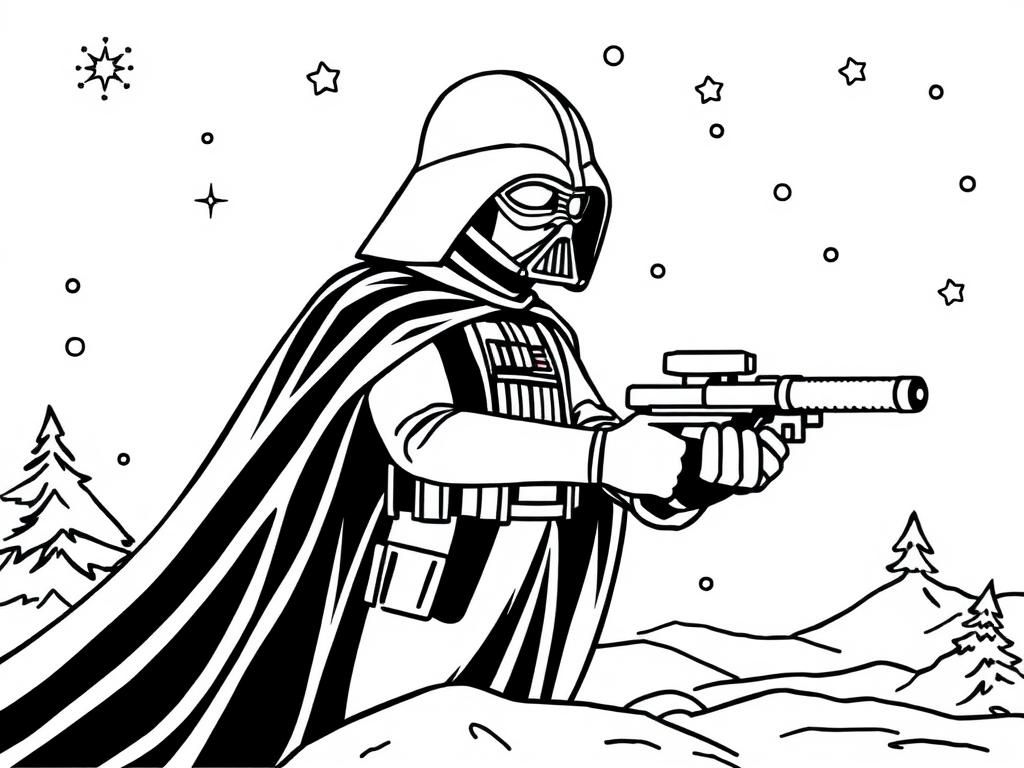 Darth Vader in Snowy Landscape Coloring Page