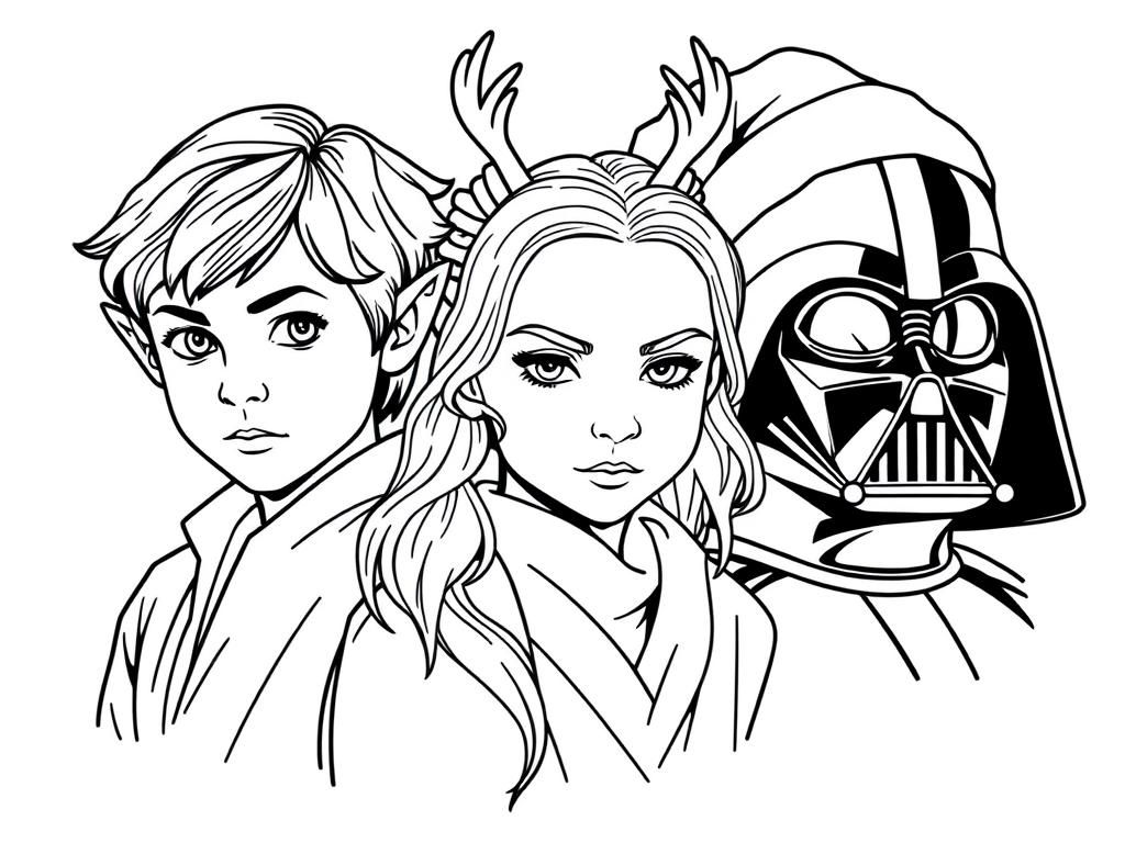 Fantasy Characters Coloring Page