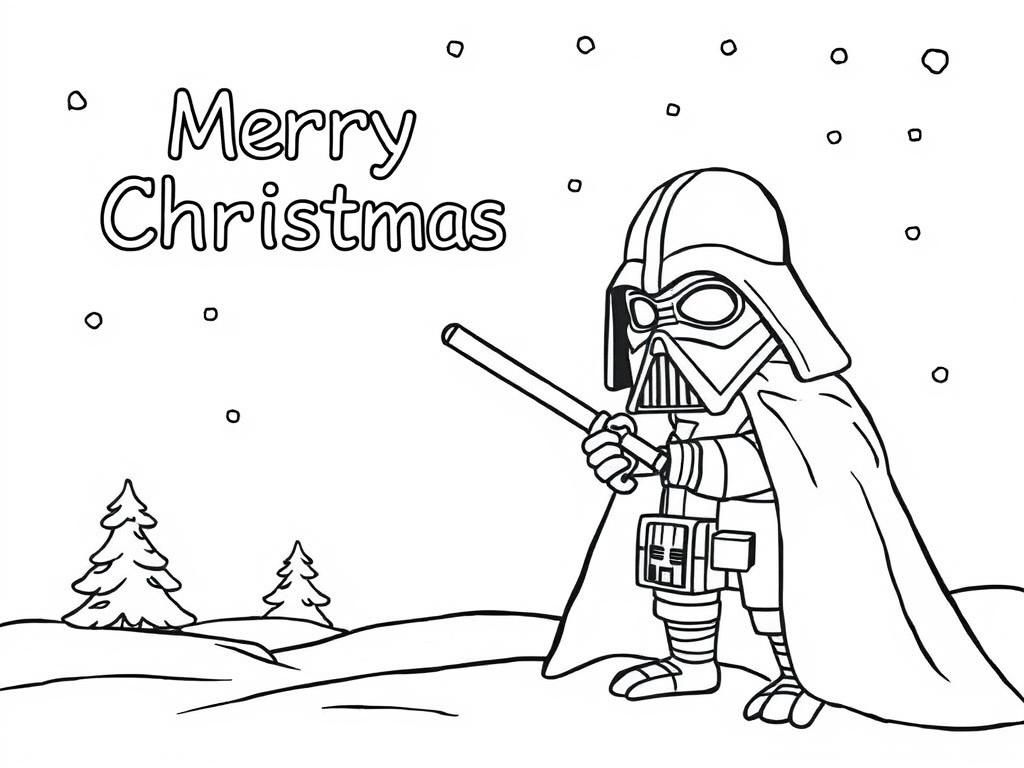 Darth Vader Merry Christmas Coloring Page