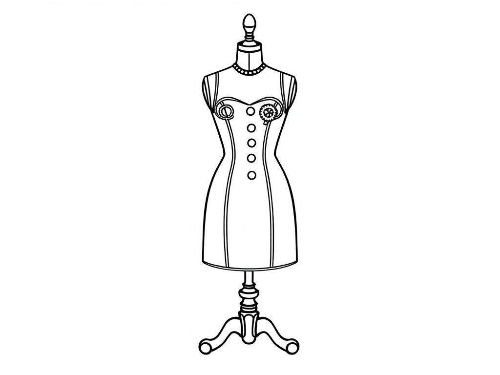 steampunk dress form with stand