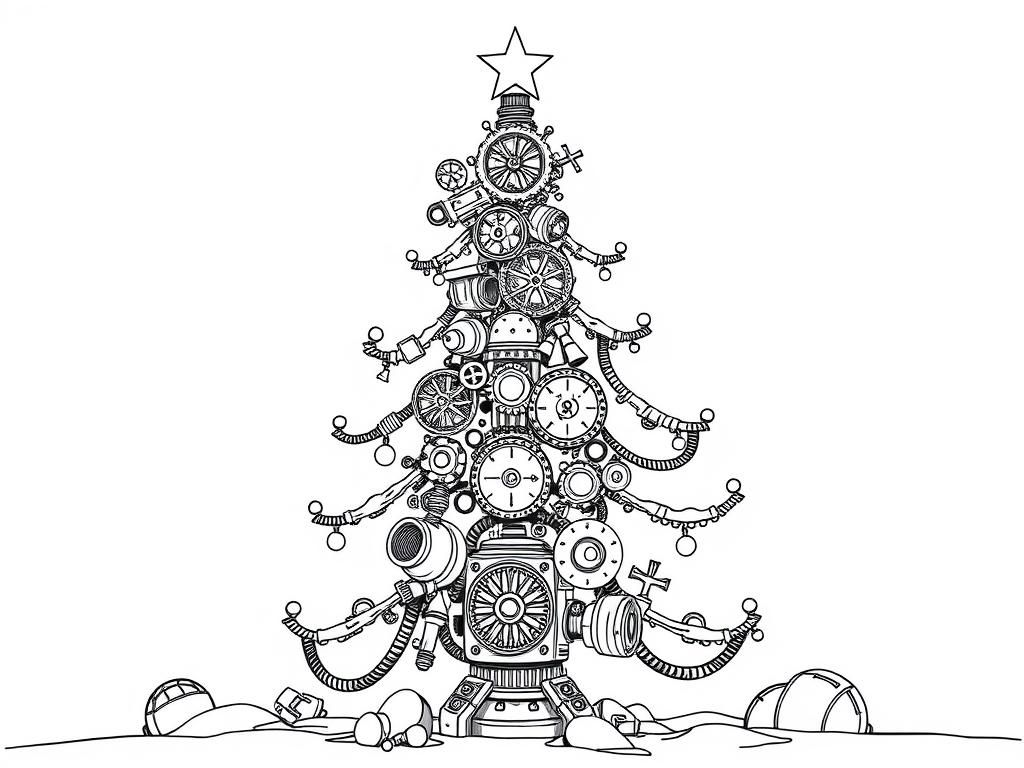 steampunk mechanical christmas tree