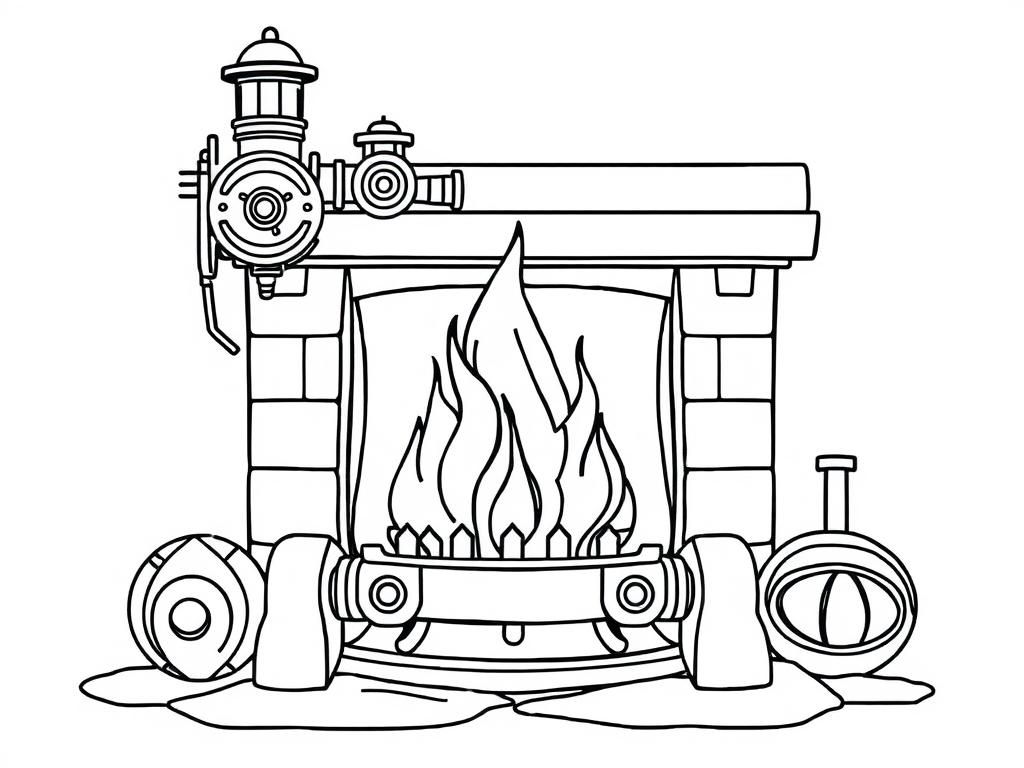 Kleurplaat brandweerwagen open haard