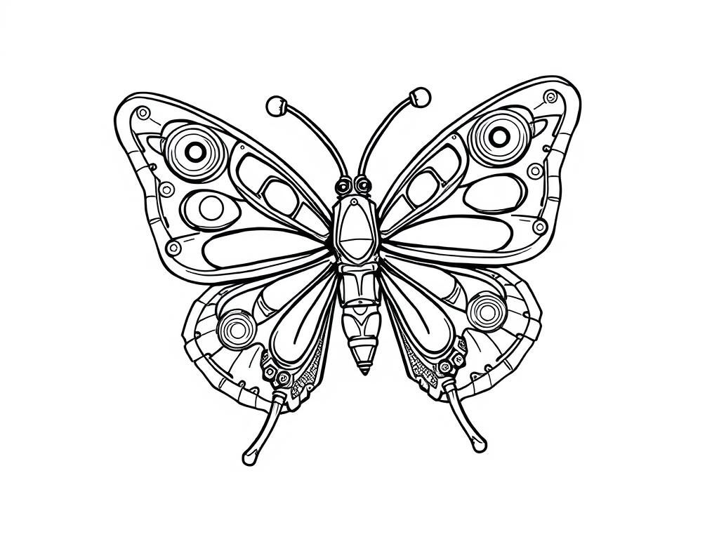 Futuristic Butterfly Coloring Page
