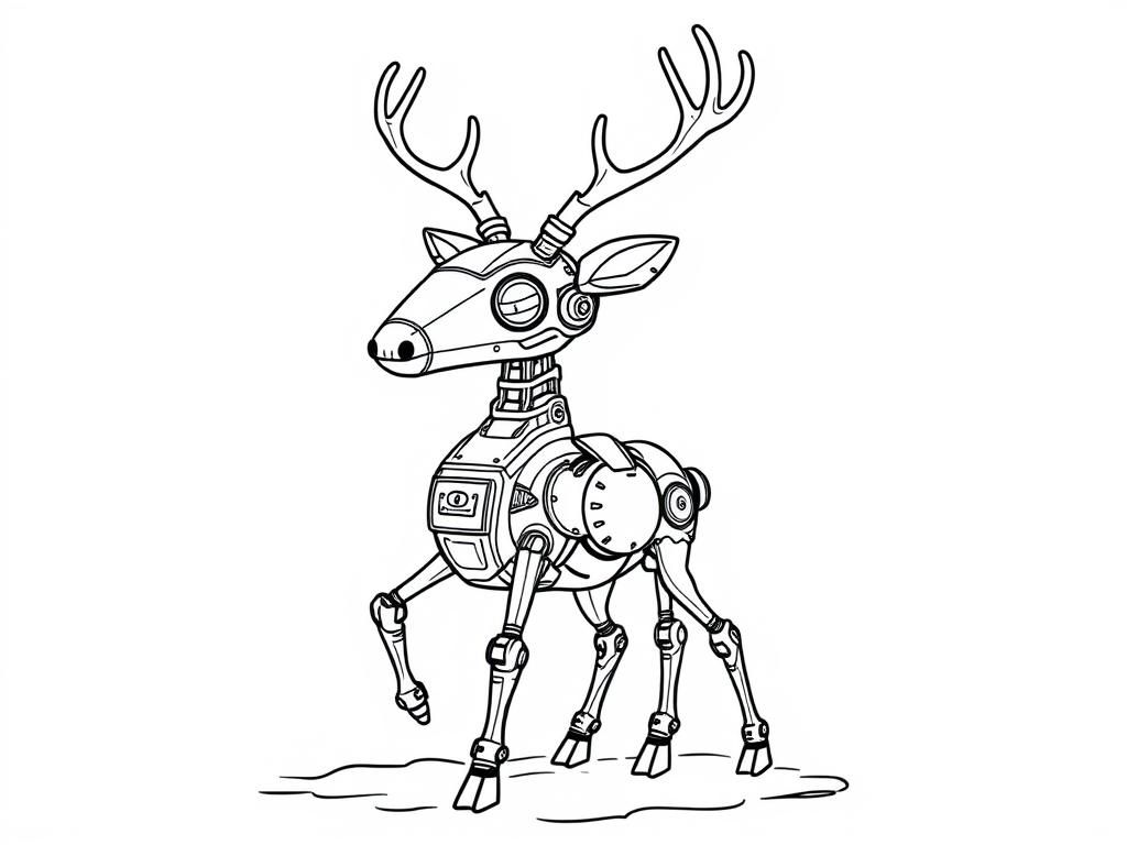 Robotic Deer Coloring Page
