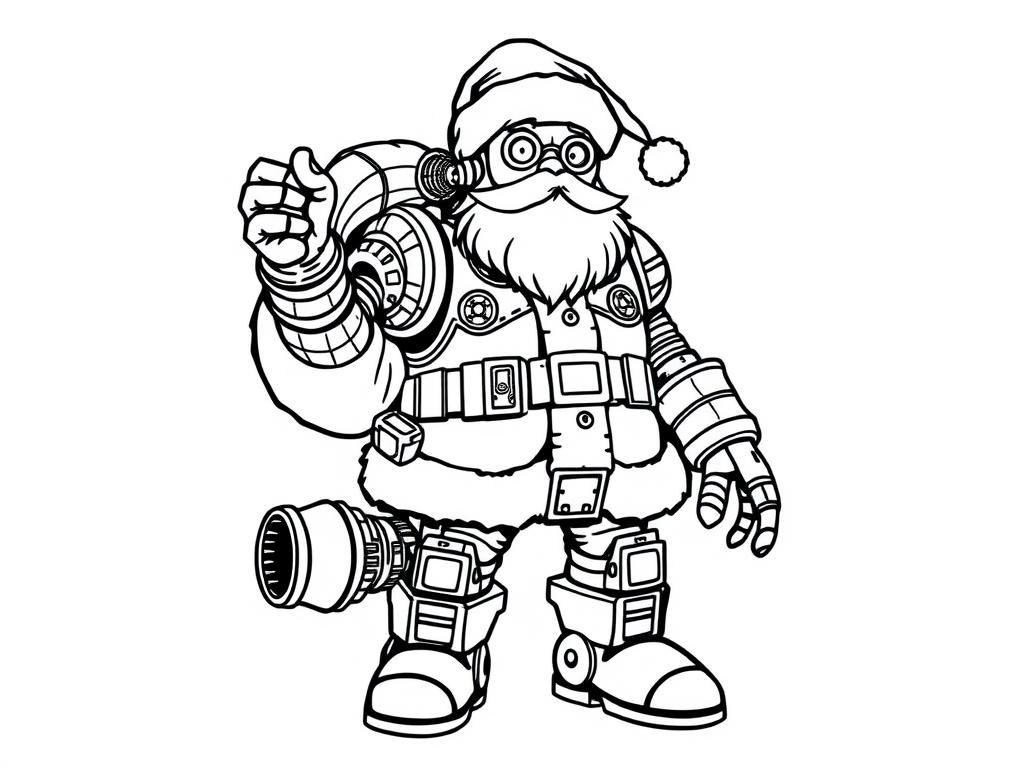 Futuristic Santa Coloring Page