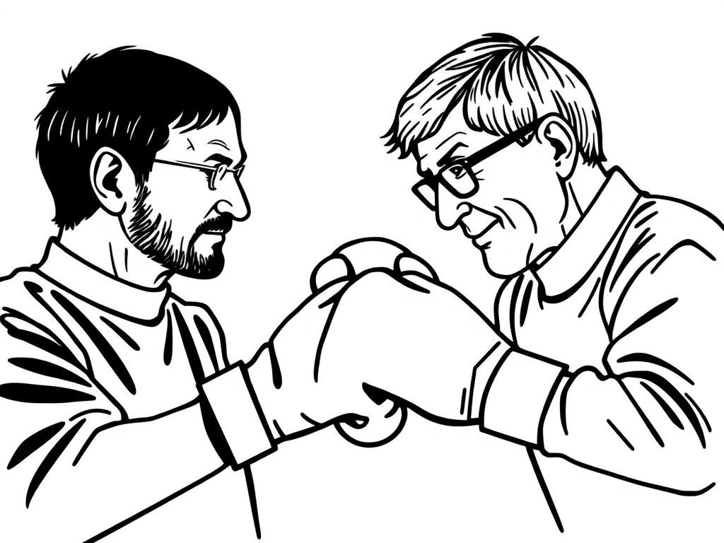 Steve Jobs and Bill Gates boxing