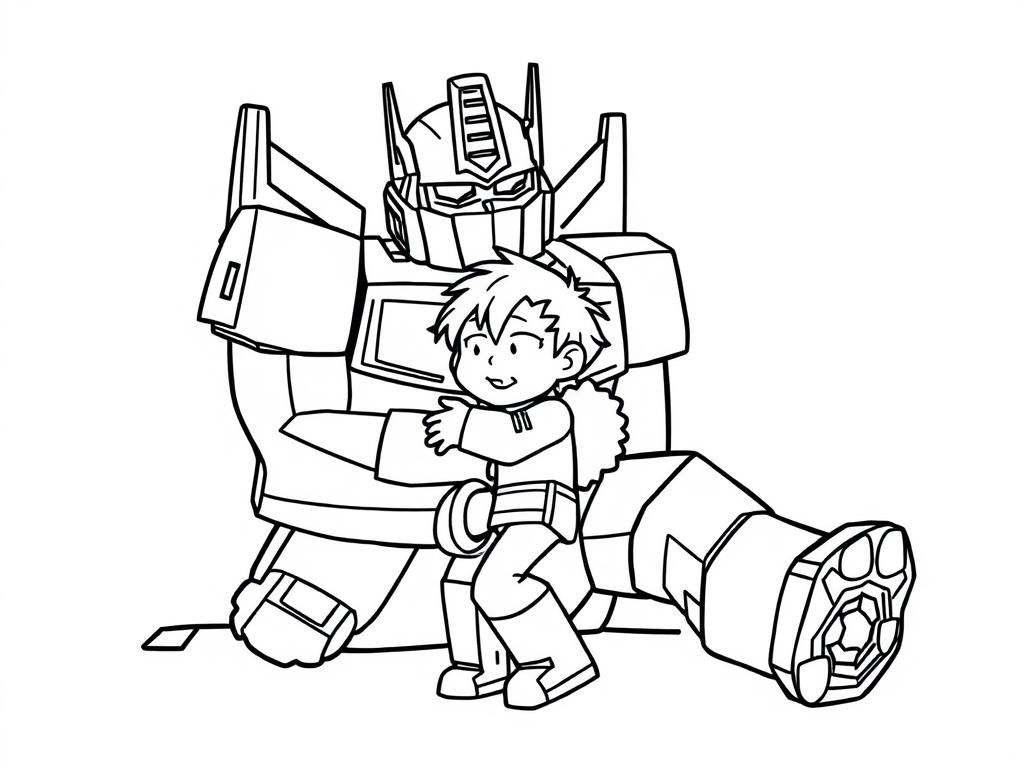 Steven Universe hugging Optimus Prime