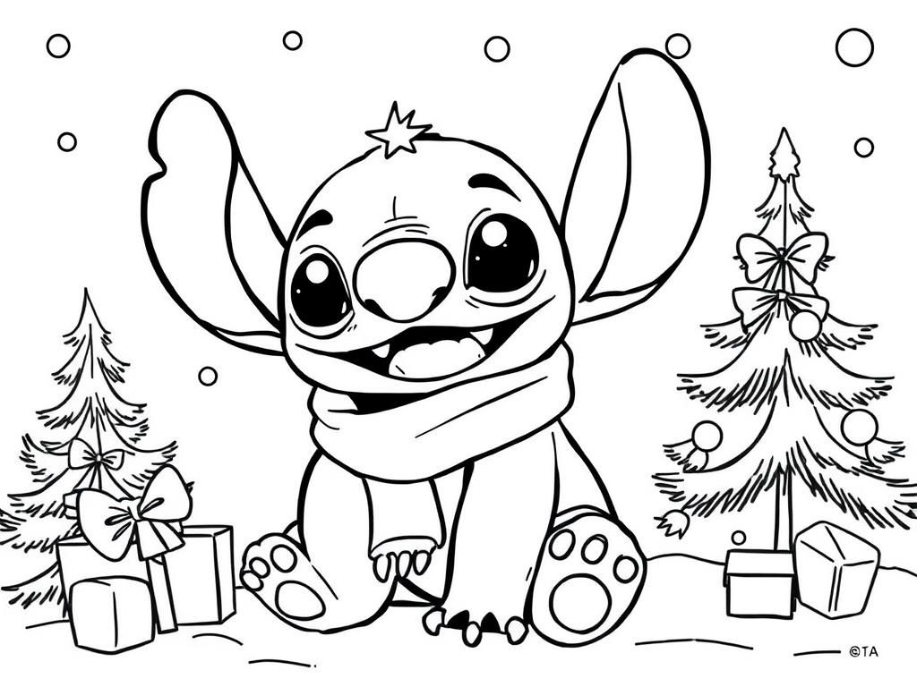 Lilo and Stitch Christmas Coloring Page