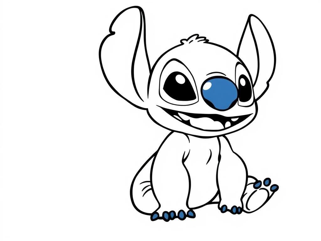 Coloring Page of Adorable Stitch from Lilo & Stitch