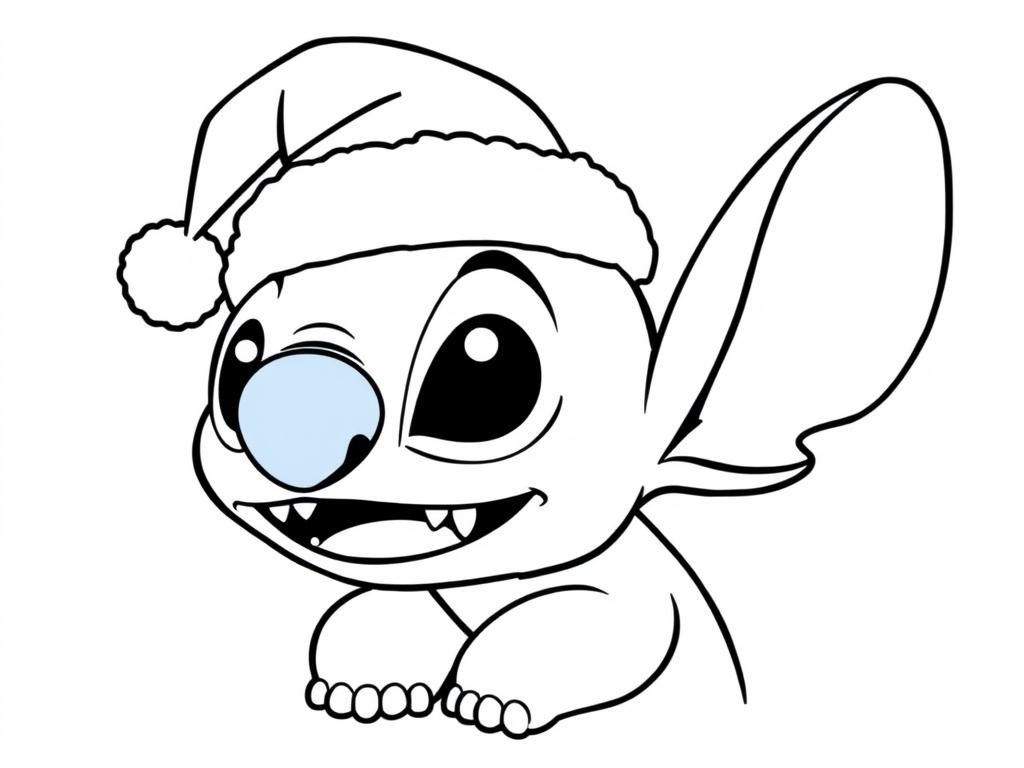 Preview of Stitch (from Lilo and Stitch) with a clearly visible christmas hat