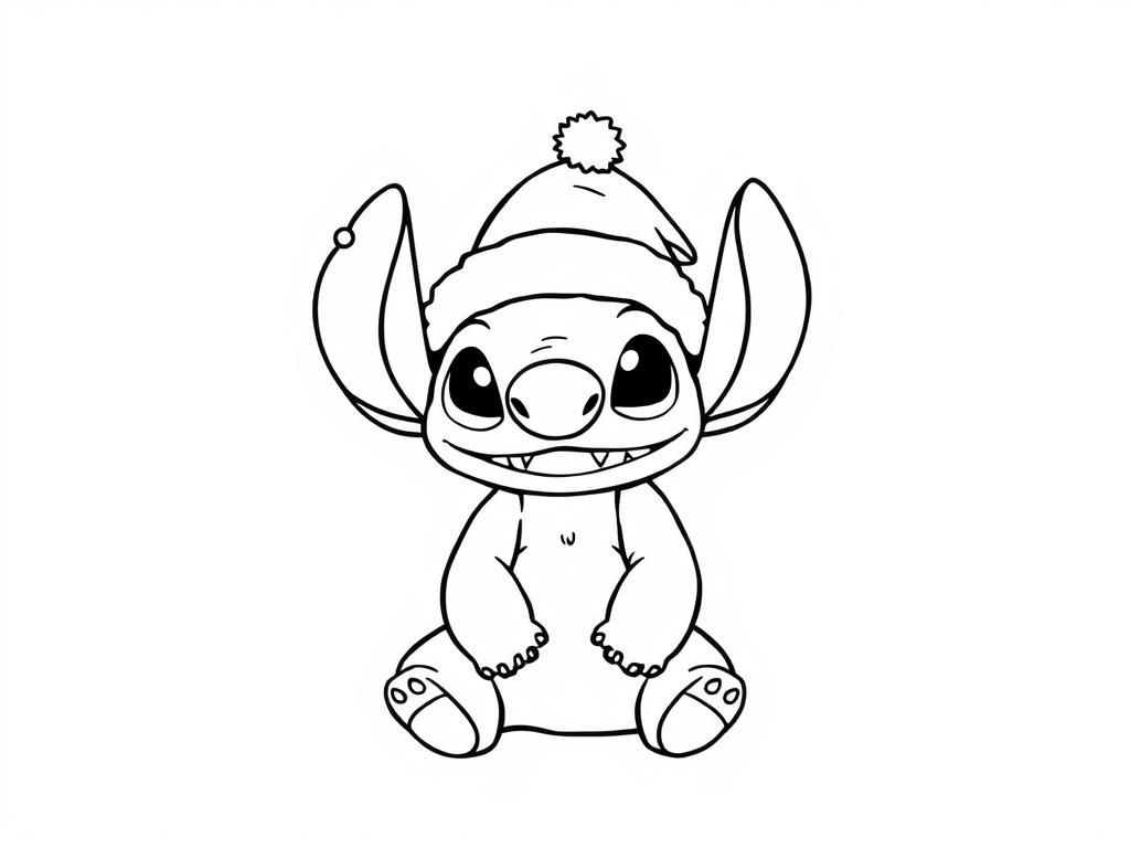 Preview of stitch with a Christmas hat