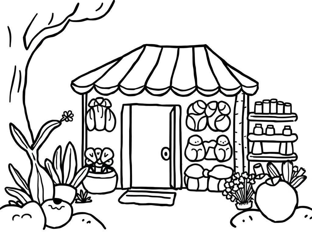 Market Coloring Page